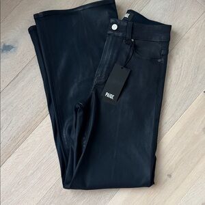 Paige Anessa Coated High Rise wide leg Jeans